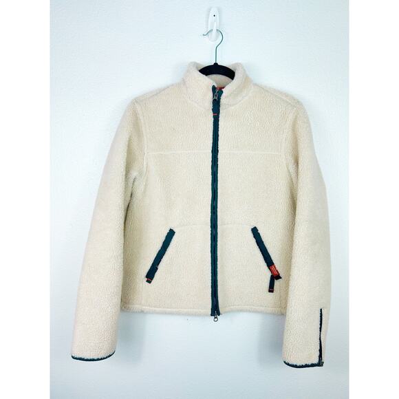 Abercrombie & Fitch Vintage Sherpa Zip up Jacket Cream Sz Medium - Picture 1 of 6